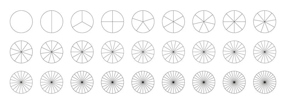Pie chart template. Segmented charts collection. Many number of sectors イラスト素材