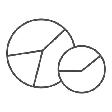 Pie chart thin line icon. Circle graph vector illustration isolated on white Illustrazione stock