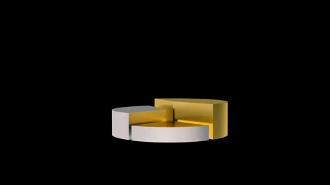 Pie chart with three segments rotating on black in 3D animation. Stock Footage 340656466