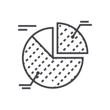 Pie chart vector line icon, sign, illustration on background, editable strokes Stock Illustration