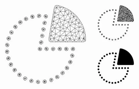 Pie Chart Vector Mesh 2D Model and Triangle Mosaic Icon イラスト素材