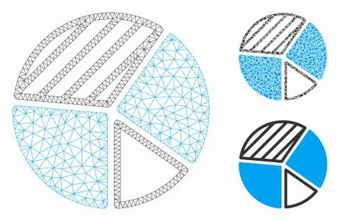 Pie Chart Vector Mesh Carcass Model and Triangle Mosaic Icon Stock Illustration