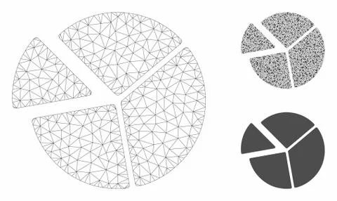 Pie Chart Vector Mesh Network Model and Triangle Mosaic Icon 스톡 일러스트