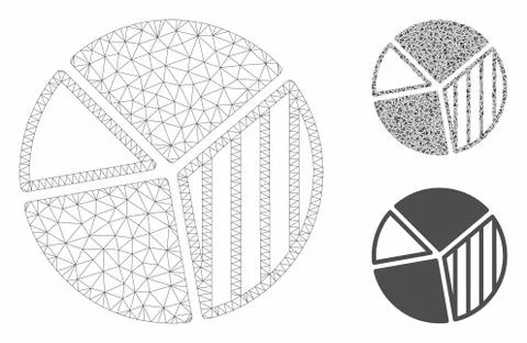 Pie Chart Vector Mesh Network Model and Triangle Mosaic Icon 스톡 일러스트