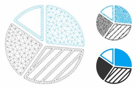 Pie Chart Vector Mesh Network Model and Triangle Mosaic Icon Stock Illustration