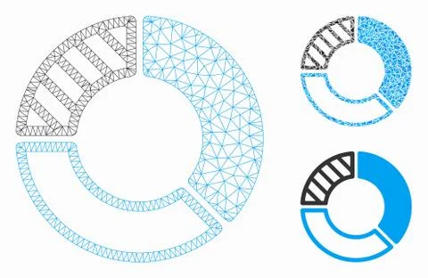 Pie Chart Vector Mesh Network Model and Triangle Mosaic Icon Illustrazione stock