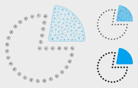 Pie Chart Vector Mesh Wire Frame Model and Triangle Mosaic Icon Stock Illustration