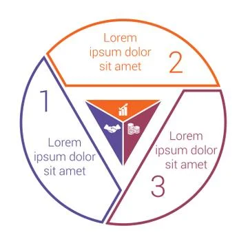 Pie chart on white background from line for 3 options. Template Infographics  Stock Illustration