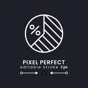Pie chart white linear desktop icon on black Stock Illustration