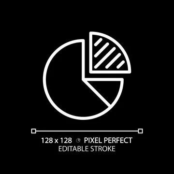 Pie chart white linear icon for dark theme Illustrazione stock
