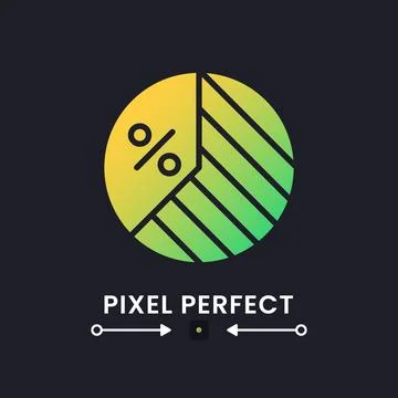 Pie chart yellow solid gradient desktop icon on black Stock Illustration