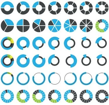 Pie charts and circular graph infographic kit Stock Illustration