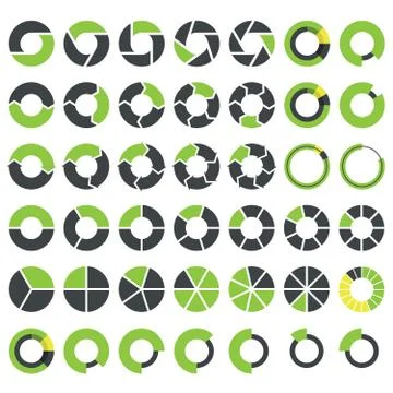 Pie charts and circular graph infographics set Stock Illustration