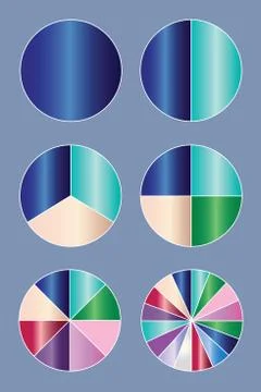 Pie charts in multiple colors - diagrams for infographics Stock Illustration