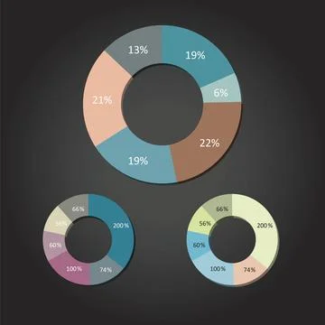 Pie Charts Vector Modern flat design vector pie charts in various colors C... Stock Photos