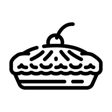 Pie with cherry berry dessert line icon vector illustration Illustrazione stock