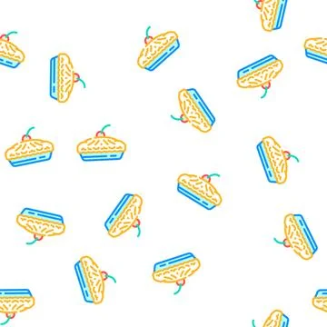 Pie with cherry berry dessert vector seamless pattern Stock Illustration