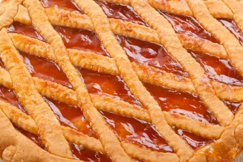 Pie with cherry jam Stock Photos