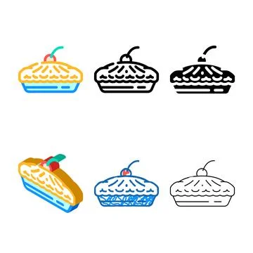 Pie with cherry variations berry dessert color icon vector 스톡 일러스트