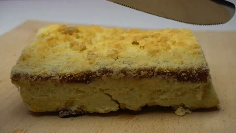 Pie is cutting by knife close up. Stock Footage 86767546