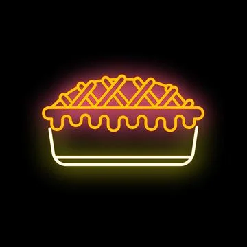 Pie dessert neon glowing light icon sign Stock Illustration