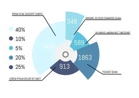 Pie Diagram with Components and Explanations Data Stock Illustration