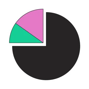 Pie diagram splitted into slices flat line color vector icon Stock Illustration