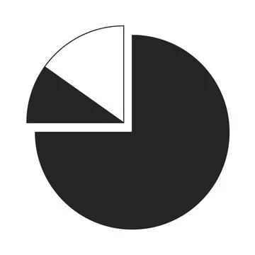 Pie diagram splitted into slices flat line black white vector icon Illustrazione stock