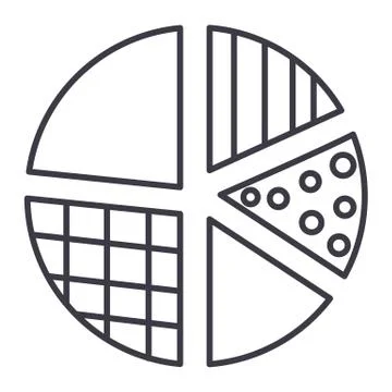 Pie diagram vector line icon, sign, illustration on background, editable strokes Stock Illustration