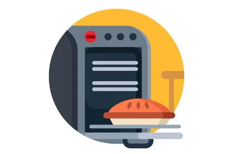 Pie in electrical oven Stock Illustration