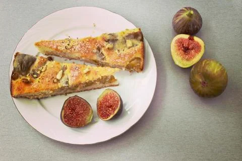 Pie with figs Stock Photos
