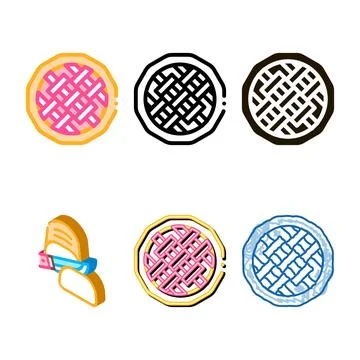Pie filled simplified meat or jam food icon thin line vector Stock Illustration