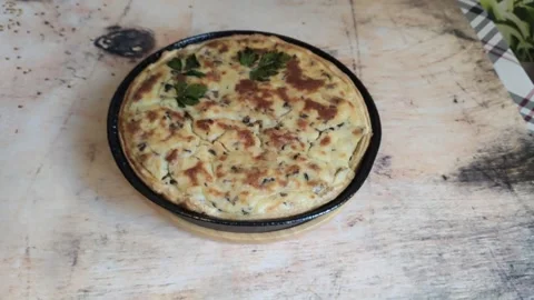 Pie with fish, crushed potatoes, spices and olive oil Stock Footage 147929038