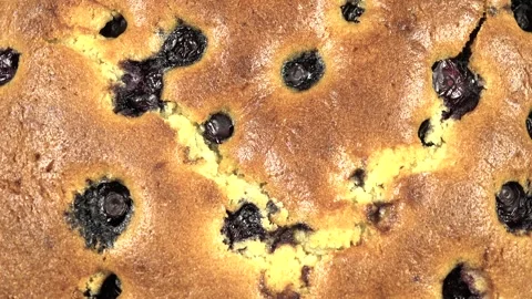 Pie with fresh blueberries, top view, background Stock Footage 341159314
