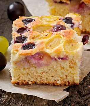 Pie with grapes and vanilla Foto stock