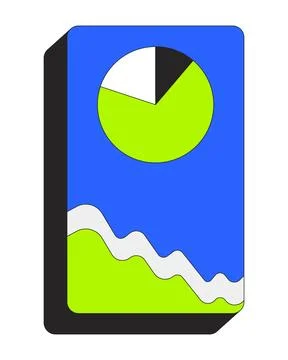 Pie graph and line chart rectangle shape 2D cartoon object 스톡 일러스트