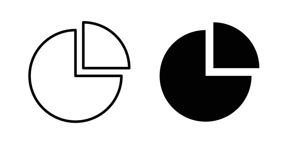 Pie graph icon logo. Outline style icons with flat versions Stock Illustration