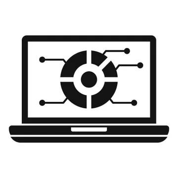 Pie graph laptop screen icon, simple style Stock Illustration