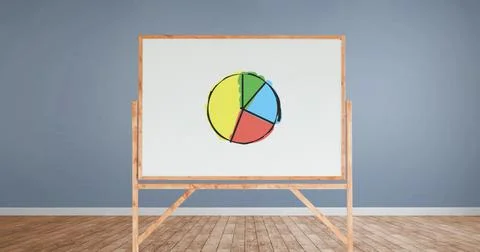 Pie graph on a white board Illustrazione stock