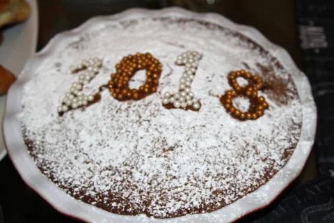 Pie with icing sugar Stock Photos