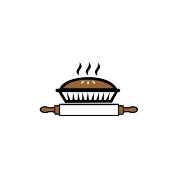 Pie icon, Bakery Label, Baker Logo, Pie Icon, Baking Logo, Retro Apple Pie Lo Stock Illustration