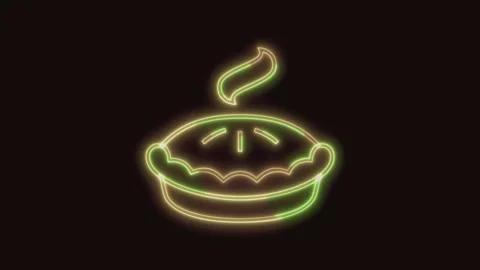 Pie Icon Neon Seamless Loop 4K (Black Background) Stock Footage 310359711