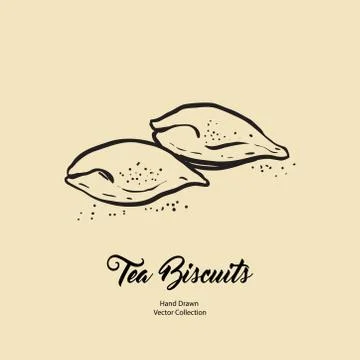 Pie isolated hand drawn vector line illustration in old style. Vector tea bis Stock Illustration
