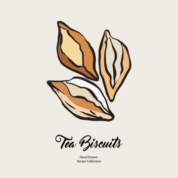 Pie isolated hand drawn vector line illustration in old style. Vector tea bis Stock Illustration