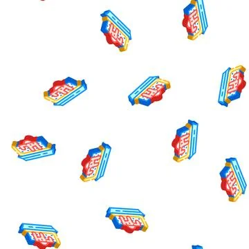 Pie with jam dessert isometric icon seamless pattern Stock Illustration