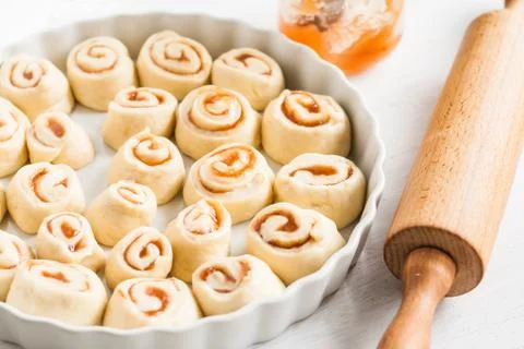 Pie with jam in the form of rolls Stock Photos