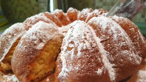 Pie with a knife Stock Footage 81038048