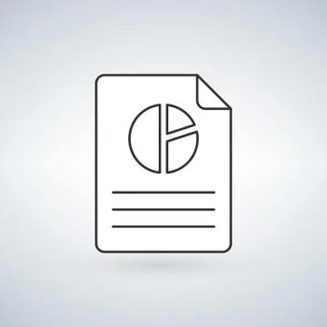 Pie linear chart document icon, line vector sign, linear bicolor pictogram Stock Illustration