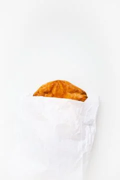 Pie or some cookie in white pack isolated on the white background Stock Photos