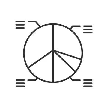 Pie of pie chart line black icon. Record keeping concept. Visual comparison o Illustrazione stock